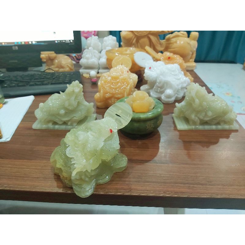 Combo bát tụ bảo 10cm + thiềm thừ 10cm + tỳ hưu 10cm đá ngọc hoàng long tự nhiên