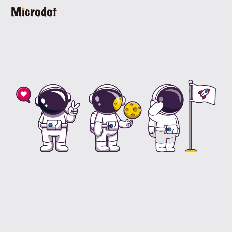 Set 3 Miếng Dán Chống Thấm Nước Chống Trầy Hình Phi Hành Gia Hoạt Hình Trang Trí Xe Hơi Xe Máy