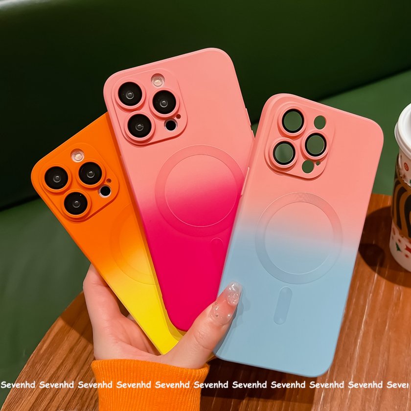 Ốp Điện Thoại Màu Cam / Hồng / Đỏ Sang Trọng Chống Sốc Cho iPhone 14 13 12 11 Pro Max