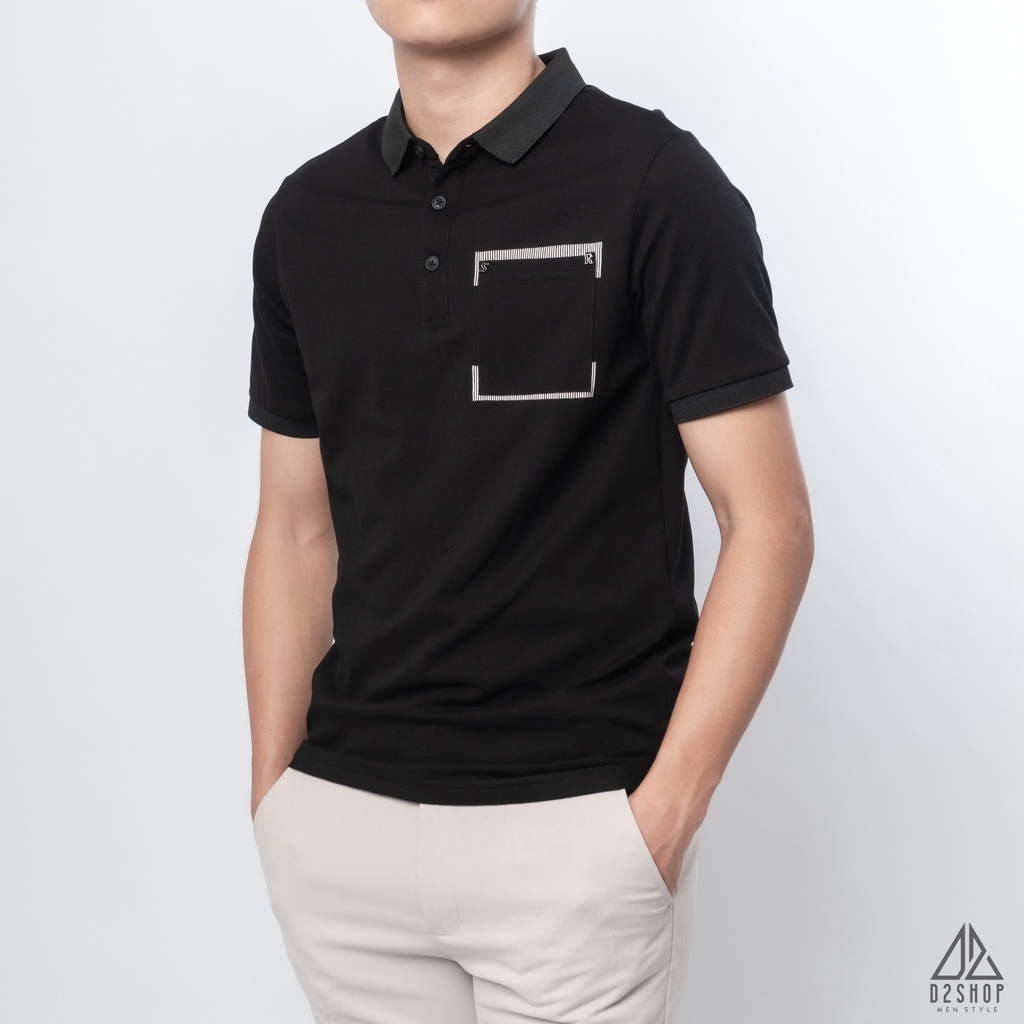 Áo thun polo nam D2shop, áo thun cổ bẻ nam phối túi SR , 5 màu