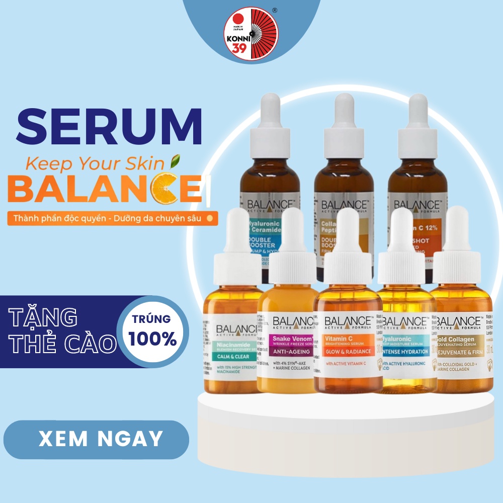 Serum Balance Active Formula ( Vitamin C, Niacinamide, Hyaluronic ) Tinh Chất Trắng Da, Mờ Thâm, Dưỡng Ẩm 30ml - Konni39