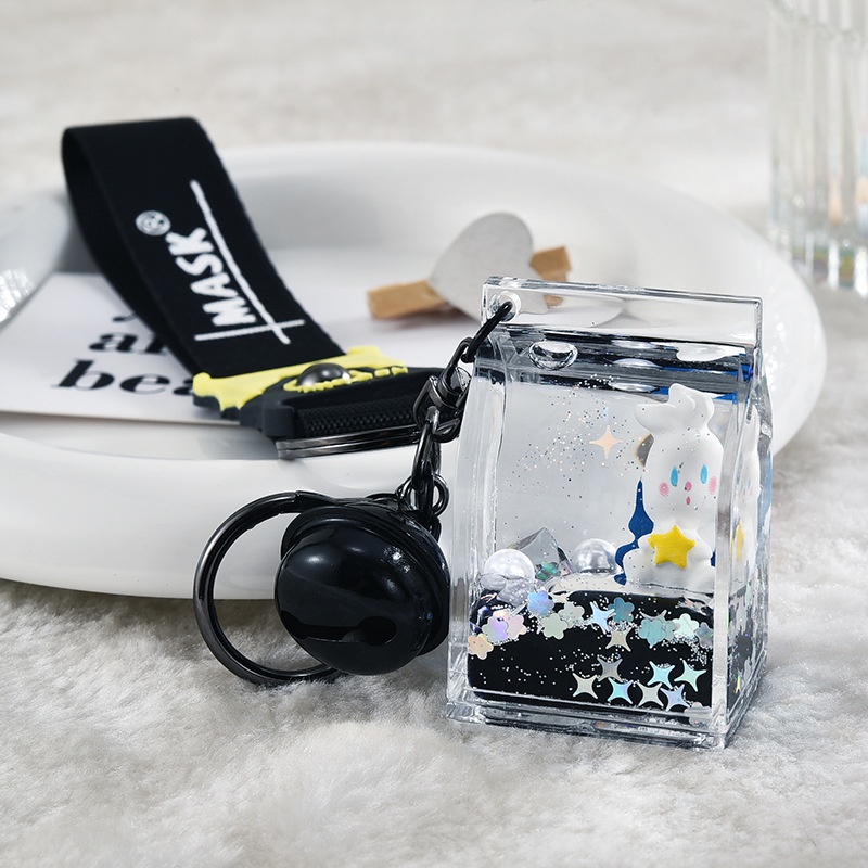 Móc Khóa Hình Ly Trà Sữa Màu Vàng Đen Sáng Tạo