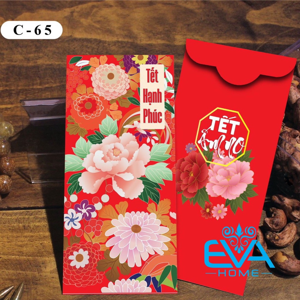 Set 10 Cái Bao Lì Xì Hoạ Tiết Hoa Khai Phú Quý Đón Xuân Về Phối Nhiều Mẫu Phong Cách Việt Đặc Sắc C6170