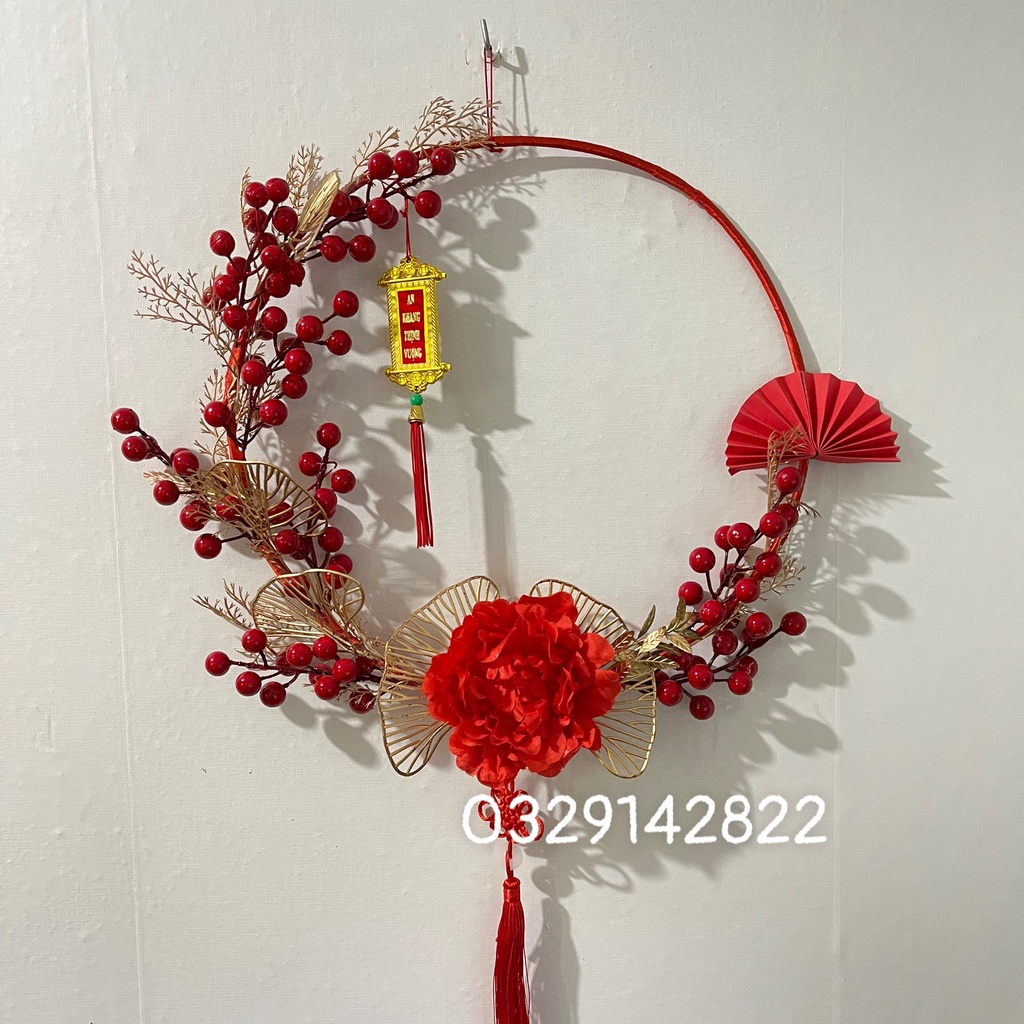 Hoa trang trí tết 2023 nhiều mẫu hoa lụa quạt giấy kích thước 45cm rực rỡ sắc màu sản xuất tại Hà Nội