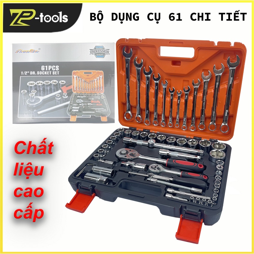 Bộ dụng cụ sửa chữa đa năng 61 chi tiết | Tháo mở ốc vít, bu lông, sữa chữa ô tô xe máy, sửa chữa đồ gia đụng