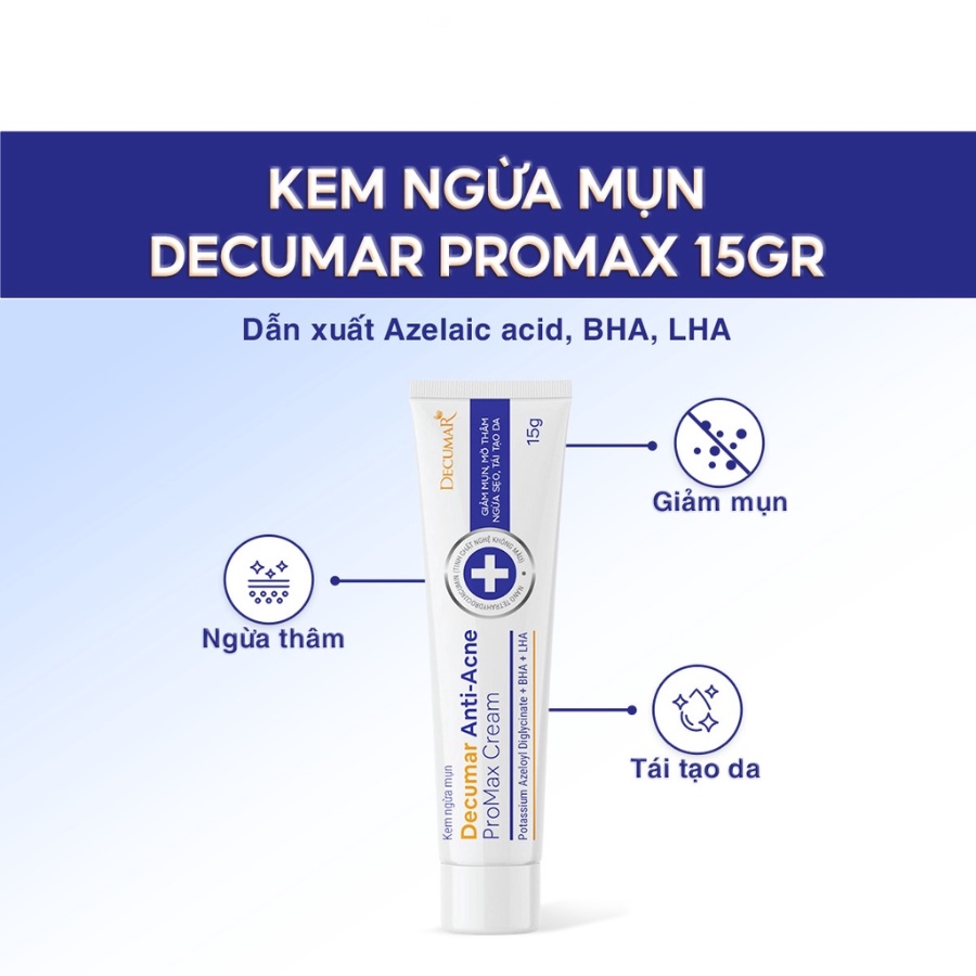 Kem Ngừa Mụn, Mờ Thâm,Ngừa Sẹo,Tái Tạo Da Decumar Anti-Acne Promax Cream 15g