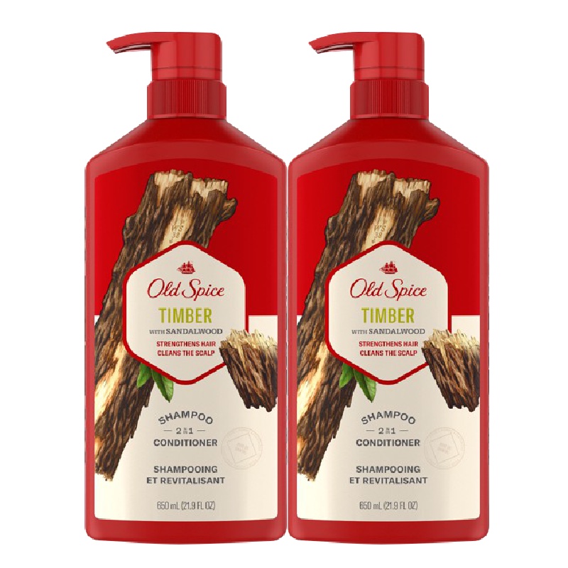 Combo 2 Dầu Gội OLD SPICE 2in1 Hương Nước Hoa Cho Nam Chai 650ML/chai - Gỗ Đàn Hương