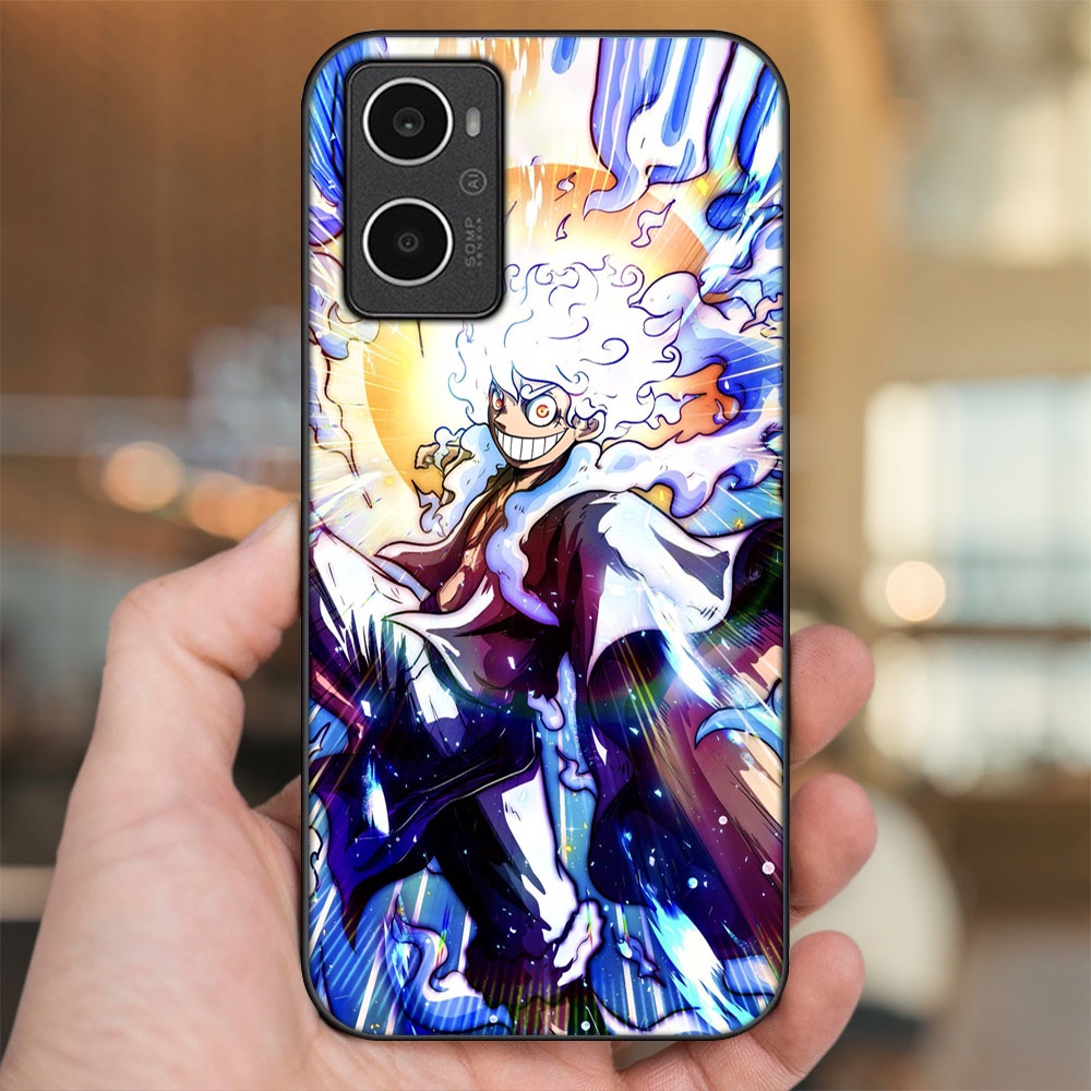 Ốp lưng Oppo A96 4G viền đen in hình Luffy Gear 5 Nika One Piece Đảo Hải Tặc