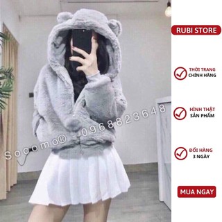 ÁO KHOÁC LÔNG TAI GẤU QUẢ BÔNG