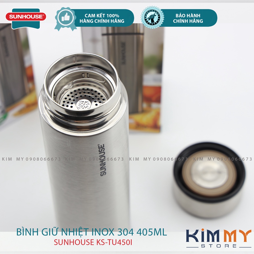 BÌNH GIỮ NHIỆT INOX 304 SUNHOUSE 450ML KS-TU450I- Hàng Chính Hãng