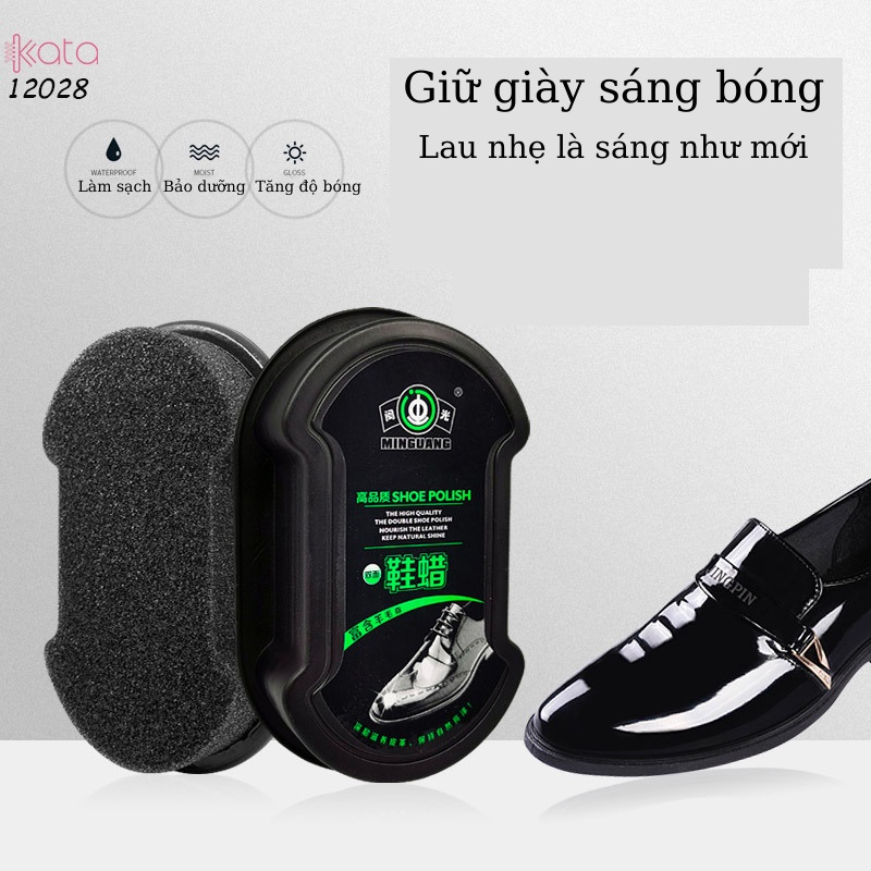 Xi đánh bóng giày nhanh, xi không màu dùng cho nhiều loại da kèm mút chải giày 2 mặt 12028