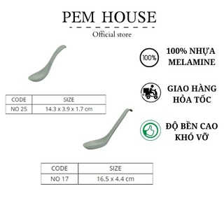 Muỗng Nhựa Melamine Vân Đá Cát Xanh