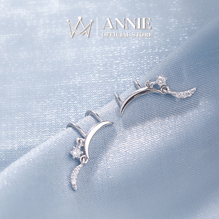 Bông tai bạc kẹp vành đính đá cá tính ANNIE - B04