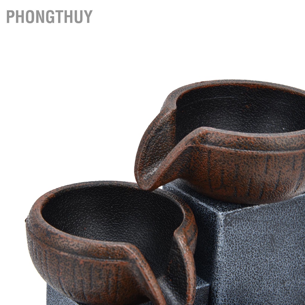 Thác nước phong thuỷ - Đài Phun Nước Để Bàn Có Đèn LED Ánh Sáng Vàng Trang Trí