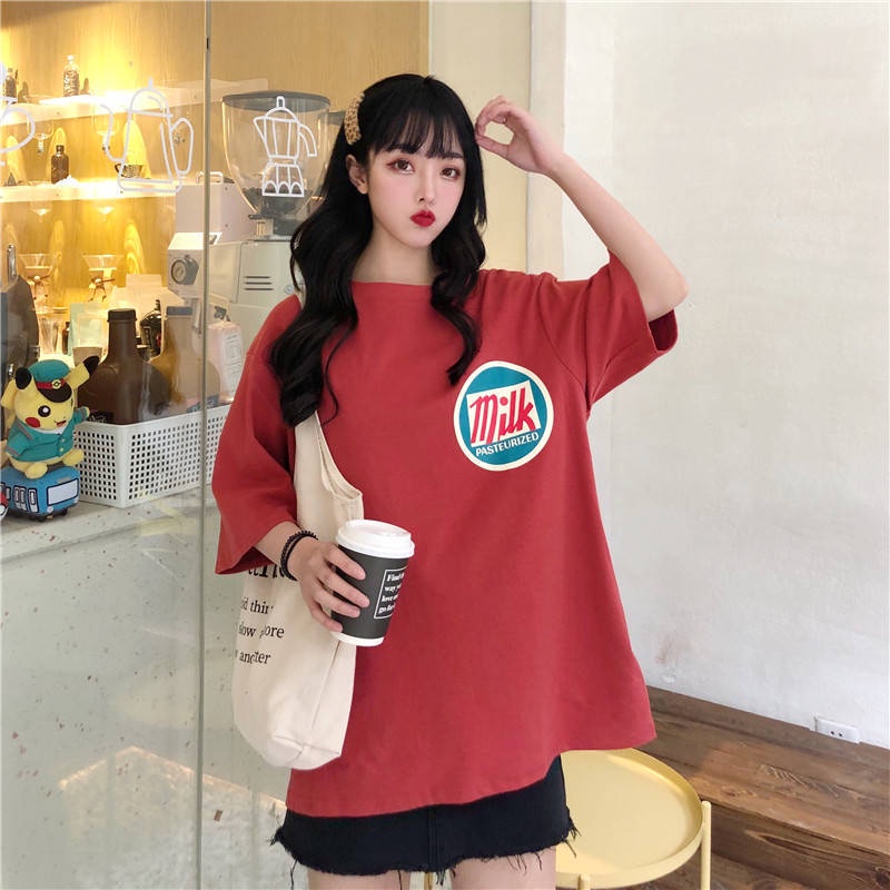 IELGY  IELGY Áo Thun Tay Ngắn Dáng Rộng Cỡ Lớn Phong Cách Hàn Quốc Thời Trang Cho Nữ