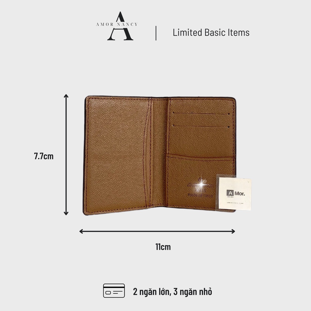 Ví nữ nhỏ gọn gập 2 8x11cm, Ví cầm tay nữ AMOR NANCY, Bóp nam đựng thẻ 5 ngăn