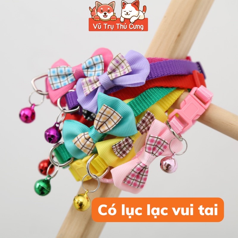 Vòng cổ Chó Mèo gắn chuông lục lạc, đính nơ dễ thương, nhiều màu sắc đa dạng