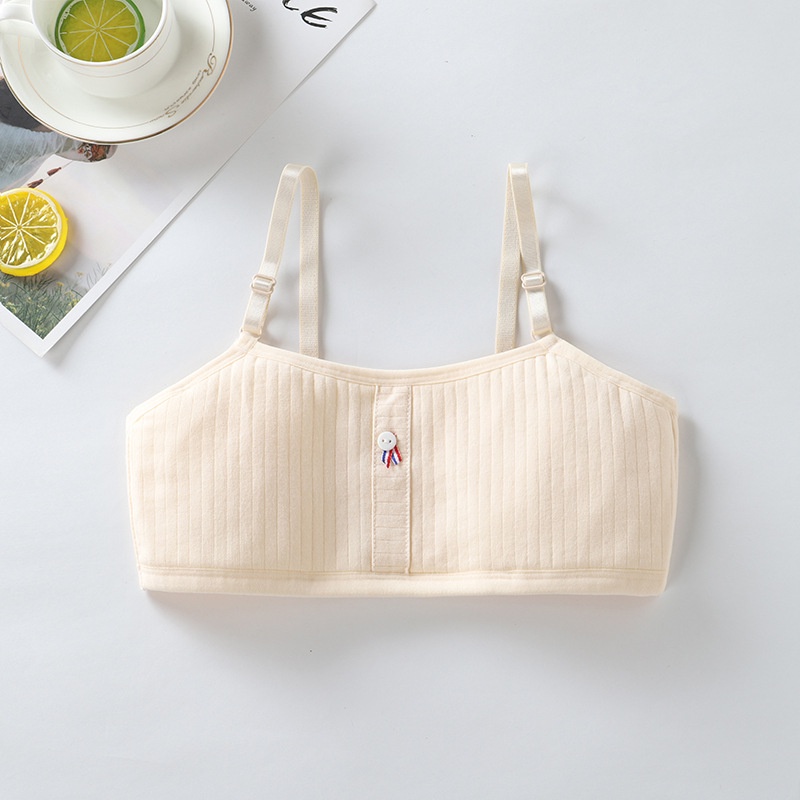 Áo Ngực Hai Dây Bằng Cotton Mềm Màu Trơn Đơn Giản Cho Bé Gái 8-18 Tuổi
