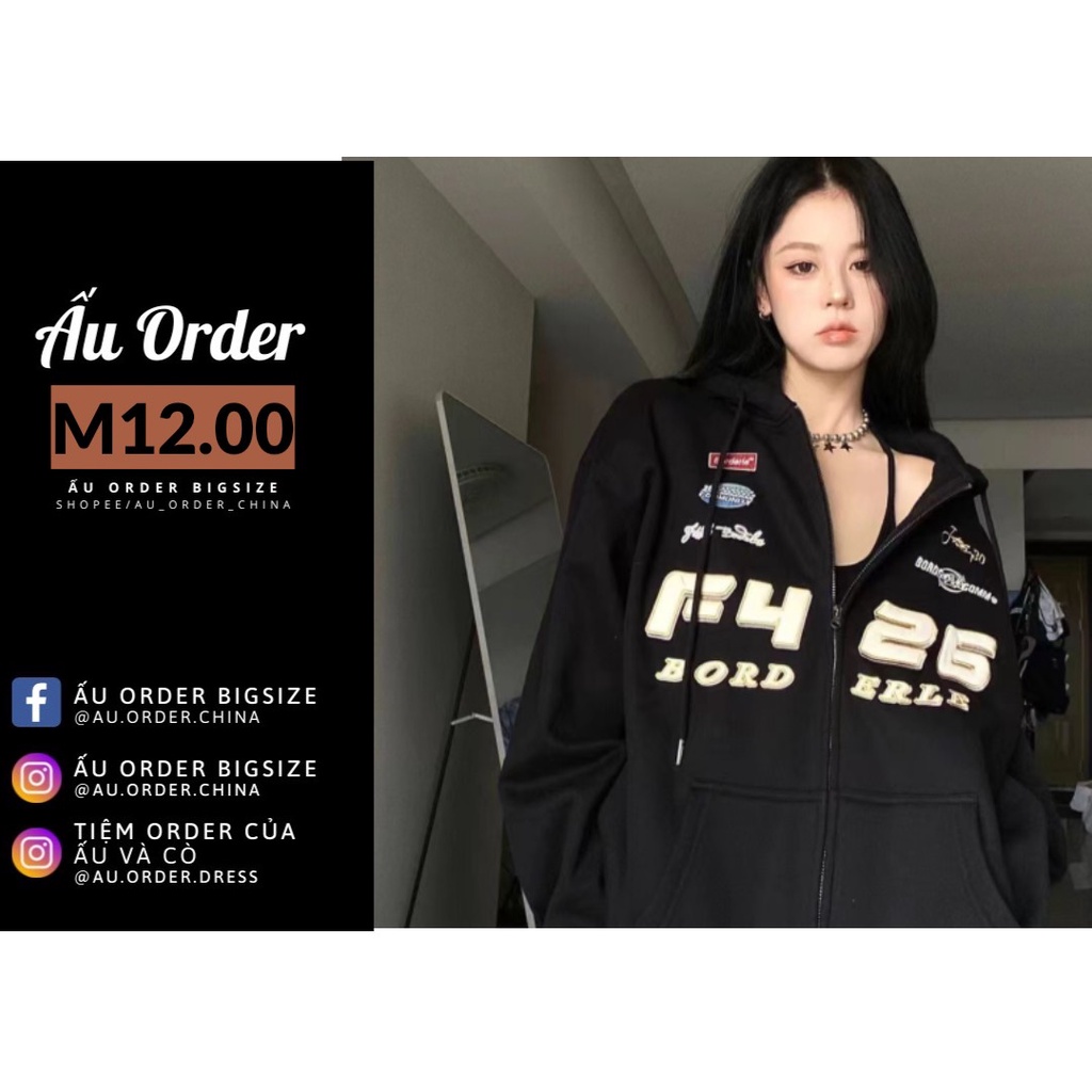 Áo khoác hoodie dài tay NỈ BÔNG phong cách đua xe cá tính Bigsize đến 100kg
