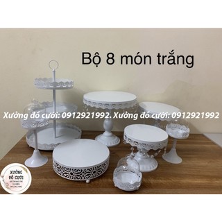 🍰 Bộ Khay Bánh 8 Món (Màu Trắng/Gold) 🍰