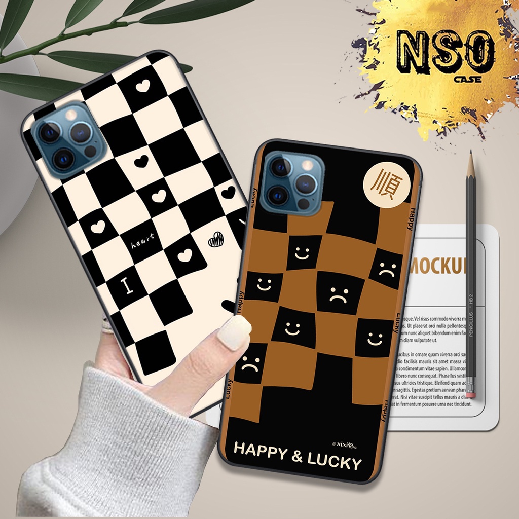 Ốp Iphone 13 / 13 Pro / 13 Pro Max In Hình Họa Tiết Ca Rô Kẻ trái tim đẹp dễ thương