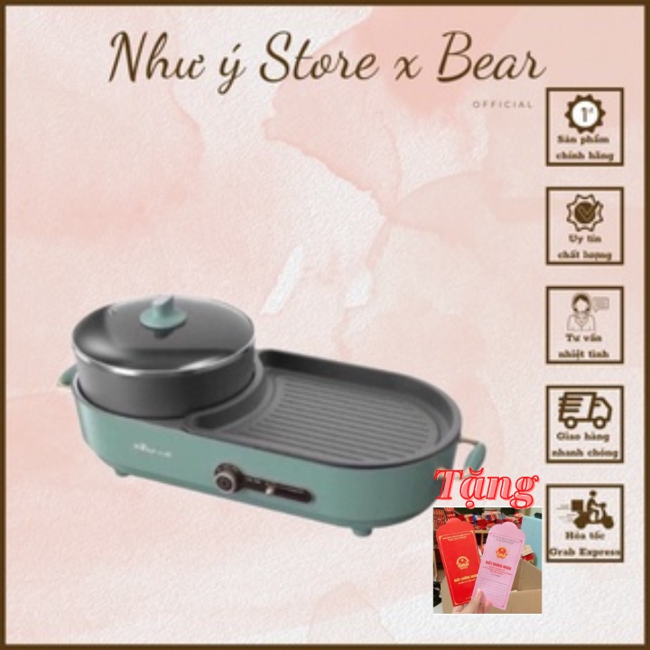Bếp Điện Lẩu Nướng Đa Năng 2 Ngăn BEAR (Khay Có Thể Tháo Rời), Chống Dính Cao Cấp- Bảo Hành 12 Tháng- NHƯ Ý STORE