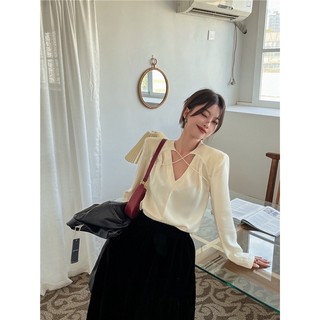 Áo sơ mi cách điệu cổ tim A85