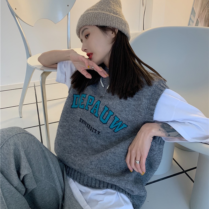 Áo dệt kim sát nách SUXI dáng ôm phong cách Hàn Quốc thời trang mùa thu cho nữ