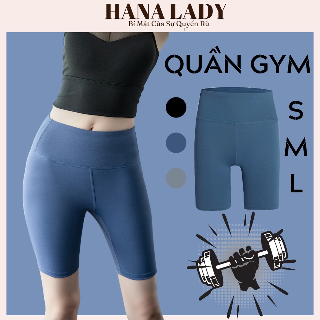 Quần legging đùi tập gym yoga nữ cạp cao nâng hông bó sát đàn hồi QG04