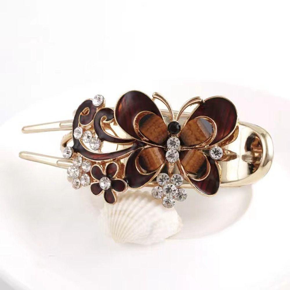 Kẹp Tóc Hình Hoa Và Bướm Bằng Kim Loại Phong Cách Hàn Quốc Đơn Giản Cho Nữ