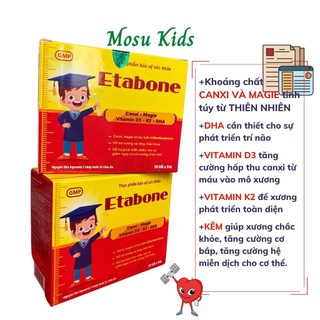 Canxi etabone có magie, d3, k2. dha hộp 20 gói