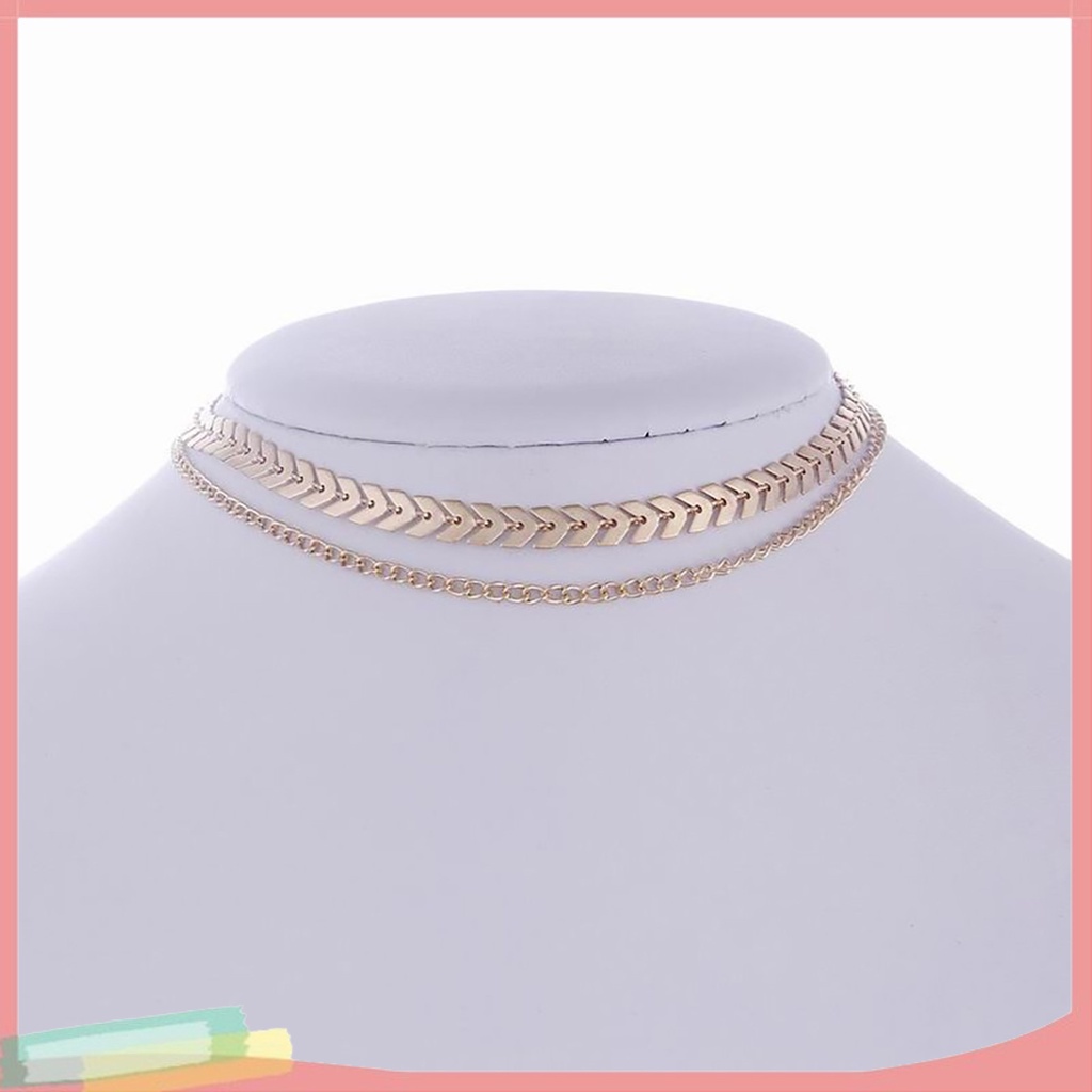 Vòng cổ choker hợp kim 2 lớp mạ vàng thời trang cho nữ