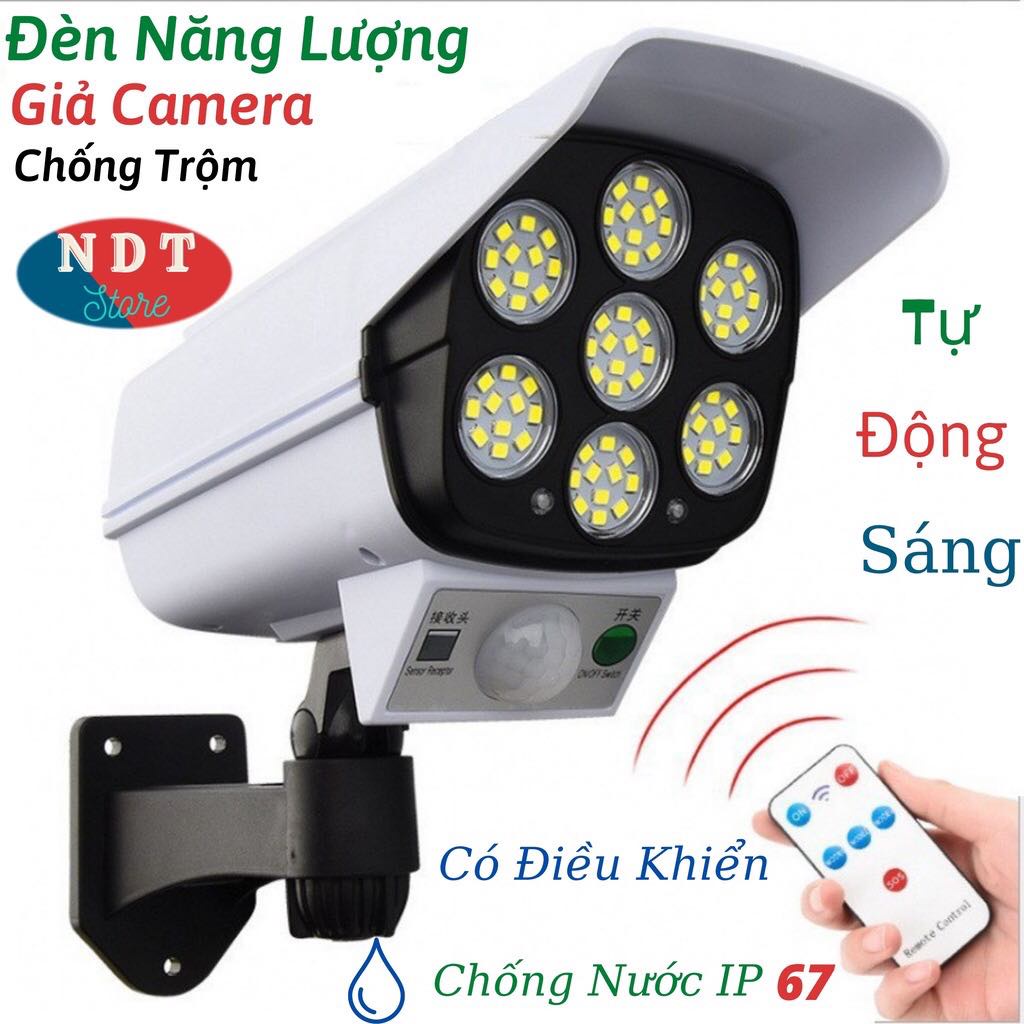 Đèn Năng Lượng mặt Trời Giả Camera Chống Trộm giá rẻ Đèn Led Cảm Ứng Tự Động Bật Tắt Có Điều Khiển từ xa