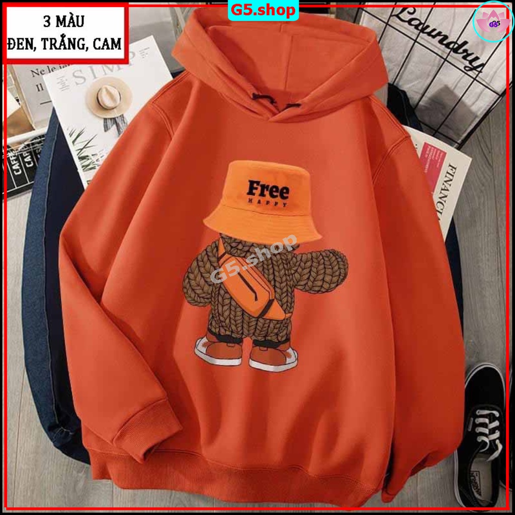 Áo Hoodie GẤU Nam Nữ Nỉ Bông Form Rộng, Áo trước có in hình hoạt hình Unisex có mũ mới nhất 2023