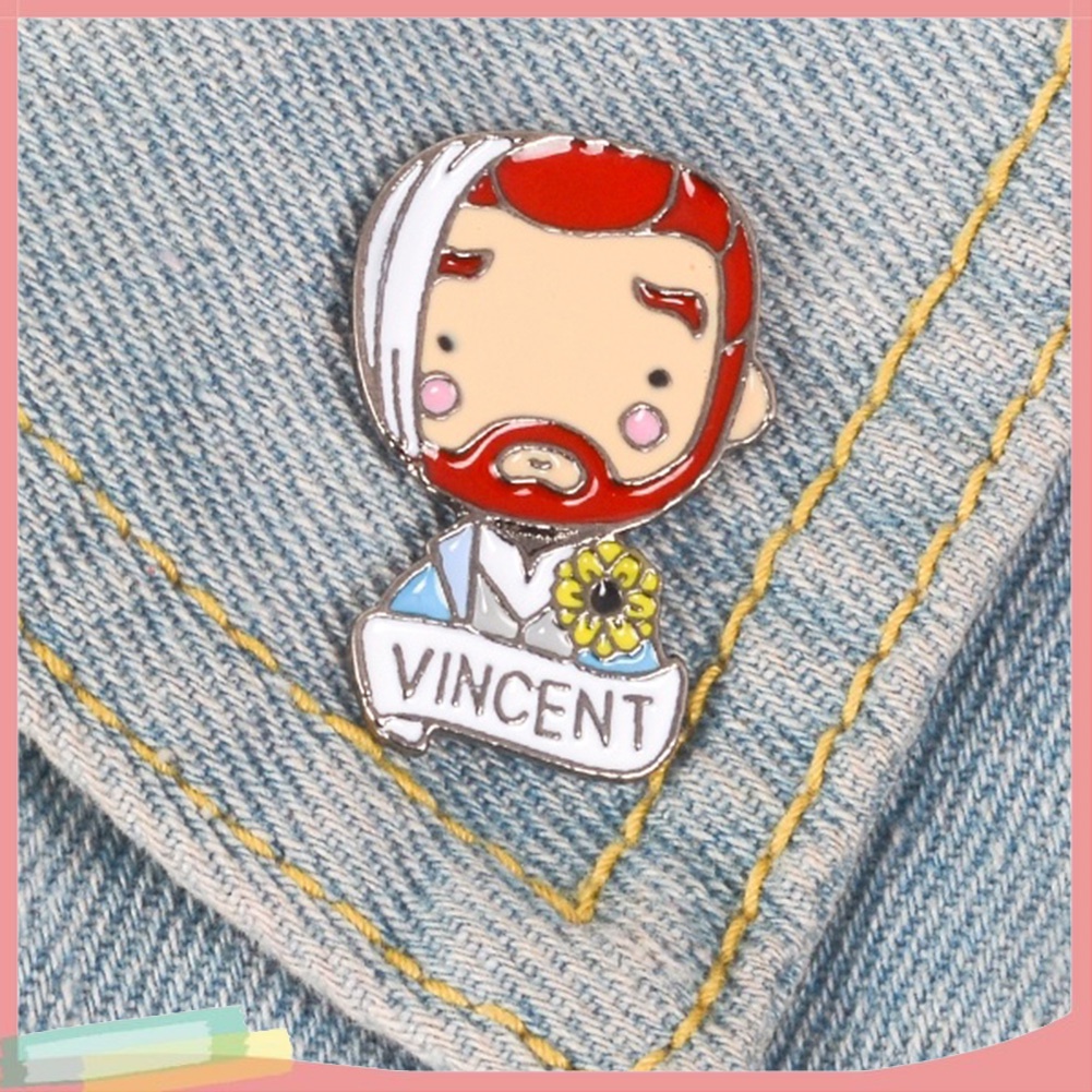 Trâm cài hoạt tiết Van Gogh in chữ Vincent bằng nhôm