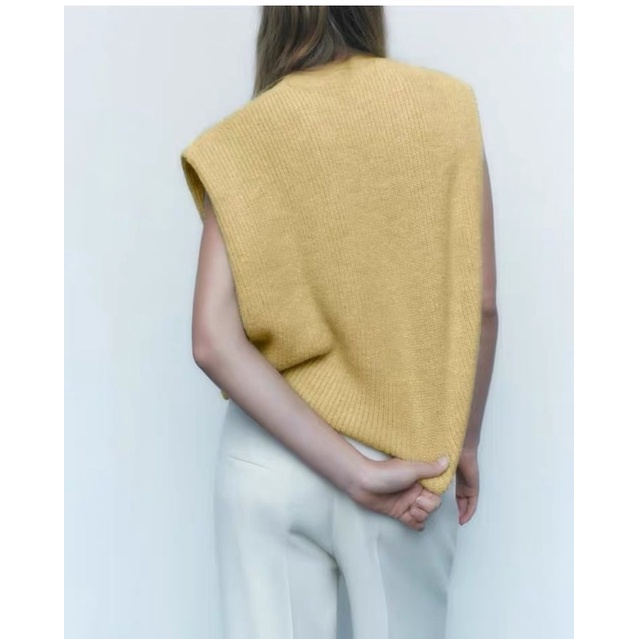 Áo gile len vàng Zara xuất