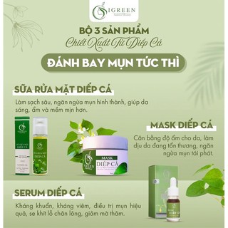 Combo ngừa mụn hoàn hảo từ diếp cá – sữa rửa mặt – serum – mặt nạ - giảm mụn, giảm thâm, se khít lỗ chân lôn
