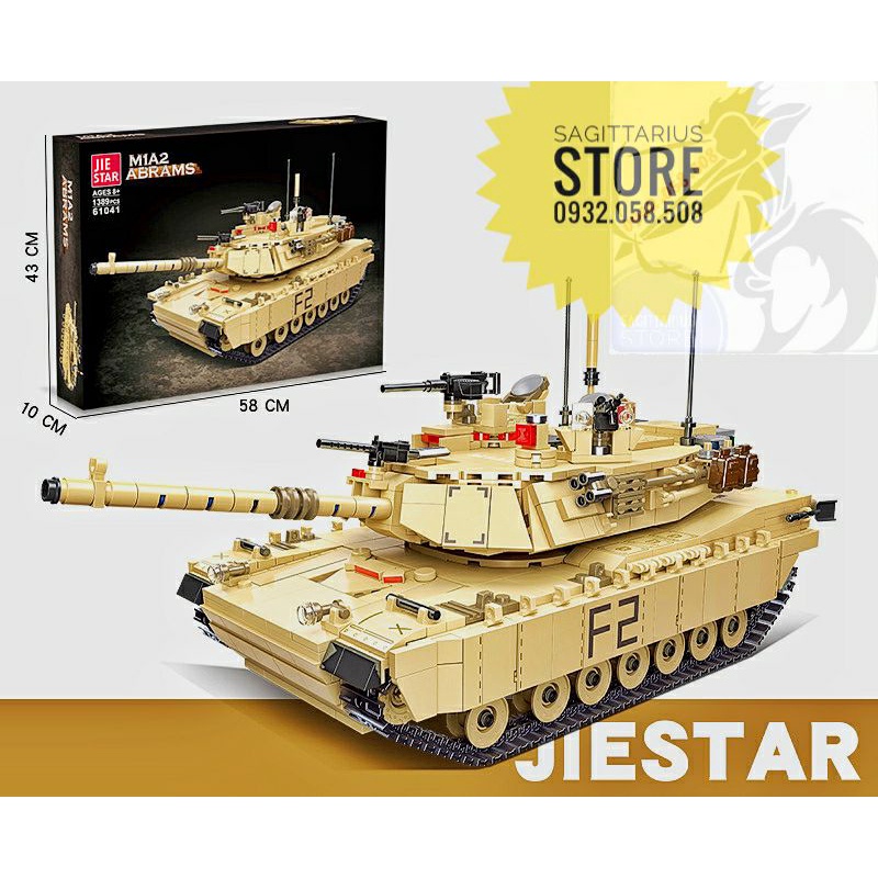 non-lego 61041 Lắp Ráp Xe Tank M1A2 ABRAMS của Mỹ ( 1389 Mảnh )