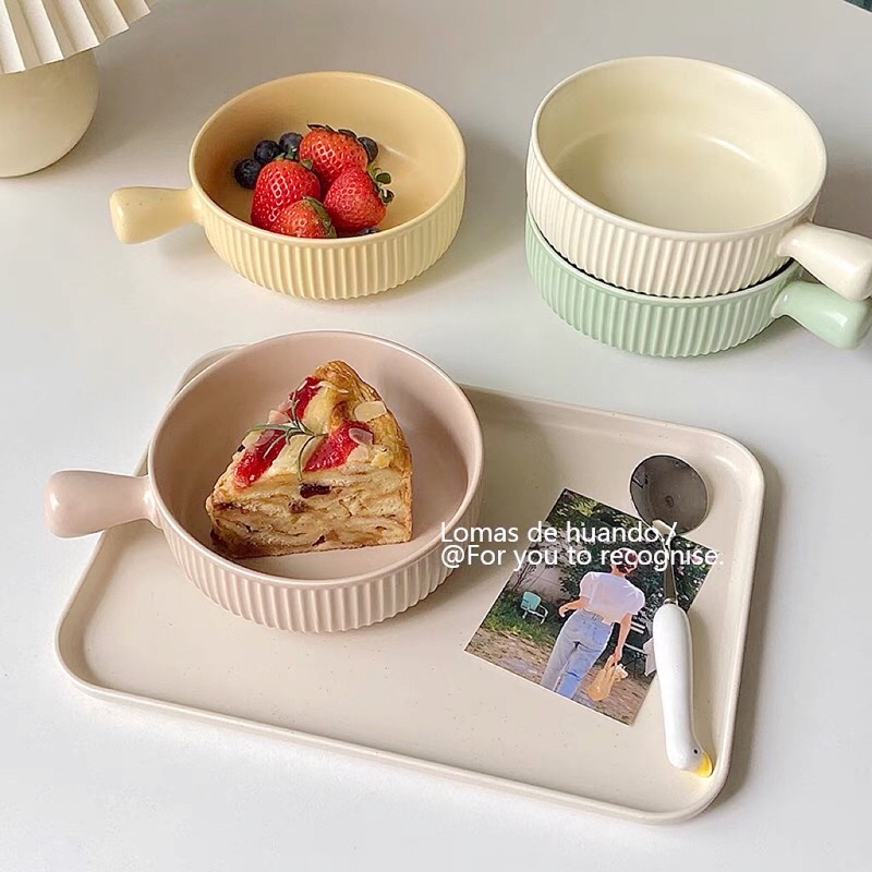 Tô sứ có tay cầm bảng màu pastel Hàn Quốc Bonmi Decor