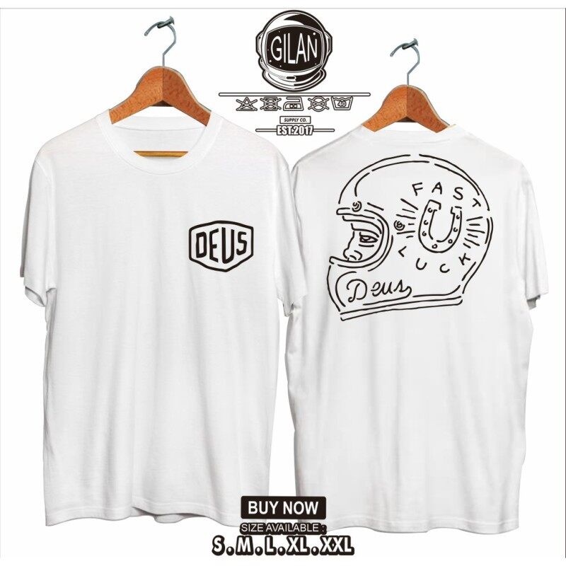 Áo Thun In Hình Mũ Bảo Hiểm Và Chữ Deus Ex Machina Cá Tính Hợp Thời Trang