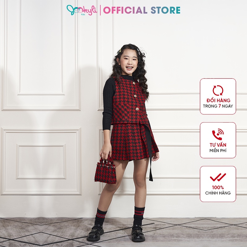 Set gile và quần sooc váy Tweed JOOKYLI bé gái 92G1040