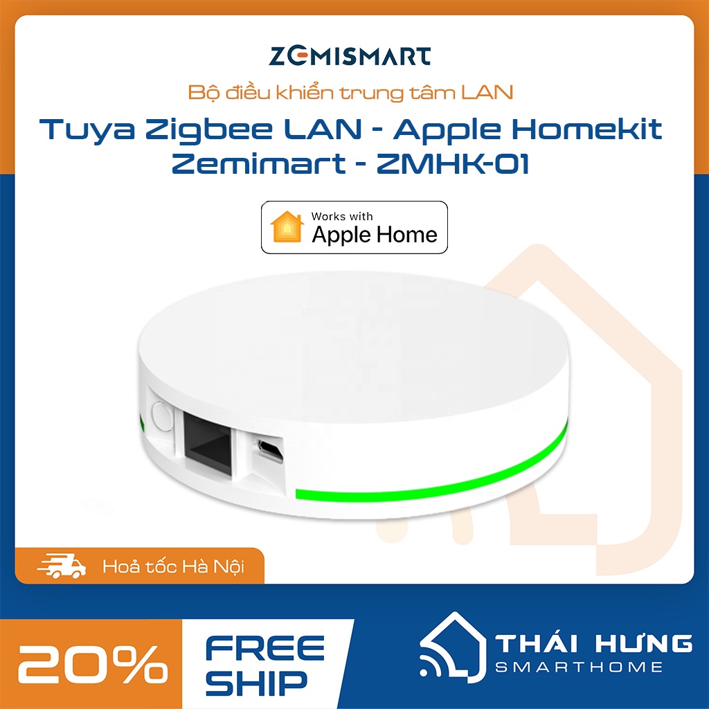 Bộ điều khiển trung tâm Tuya Zigbee LAN - Homekit, Zemismart - ZMHK-01/ Smart Gateway zigbee 3.0
