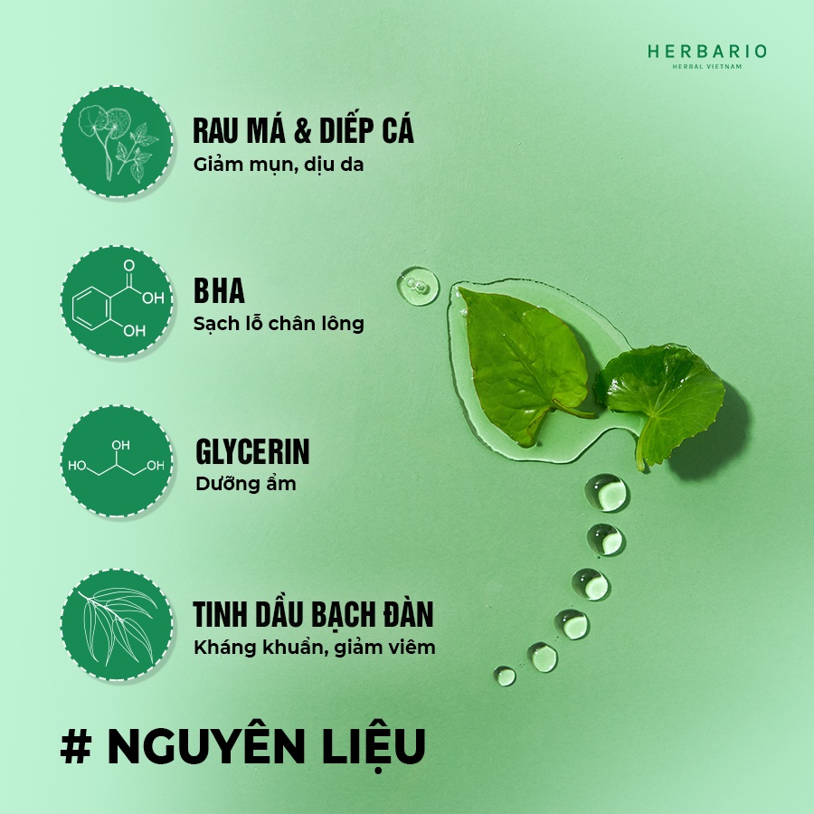 Sữa rửa mặt Rau má & Diếp cá 200ml Herbario thuần chay