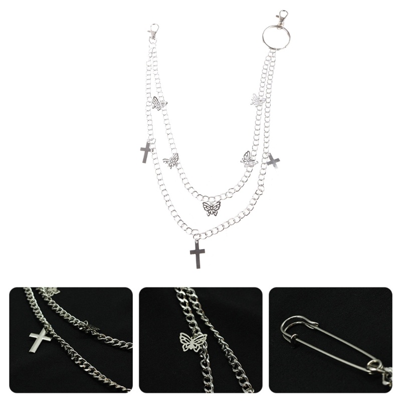 Xiangbao Dây Xích Kim Loại Đeo Thắt Lưng Quần Jean Phong Cách Punk Gothic Harajuku Hip Hop Mặt Hình Bướm Cho Nữ