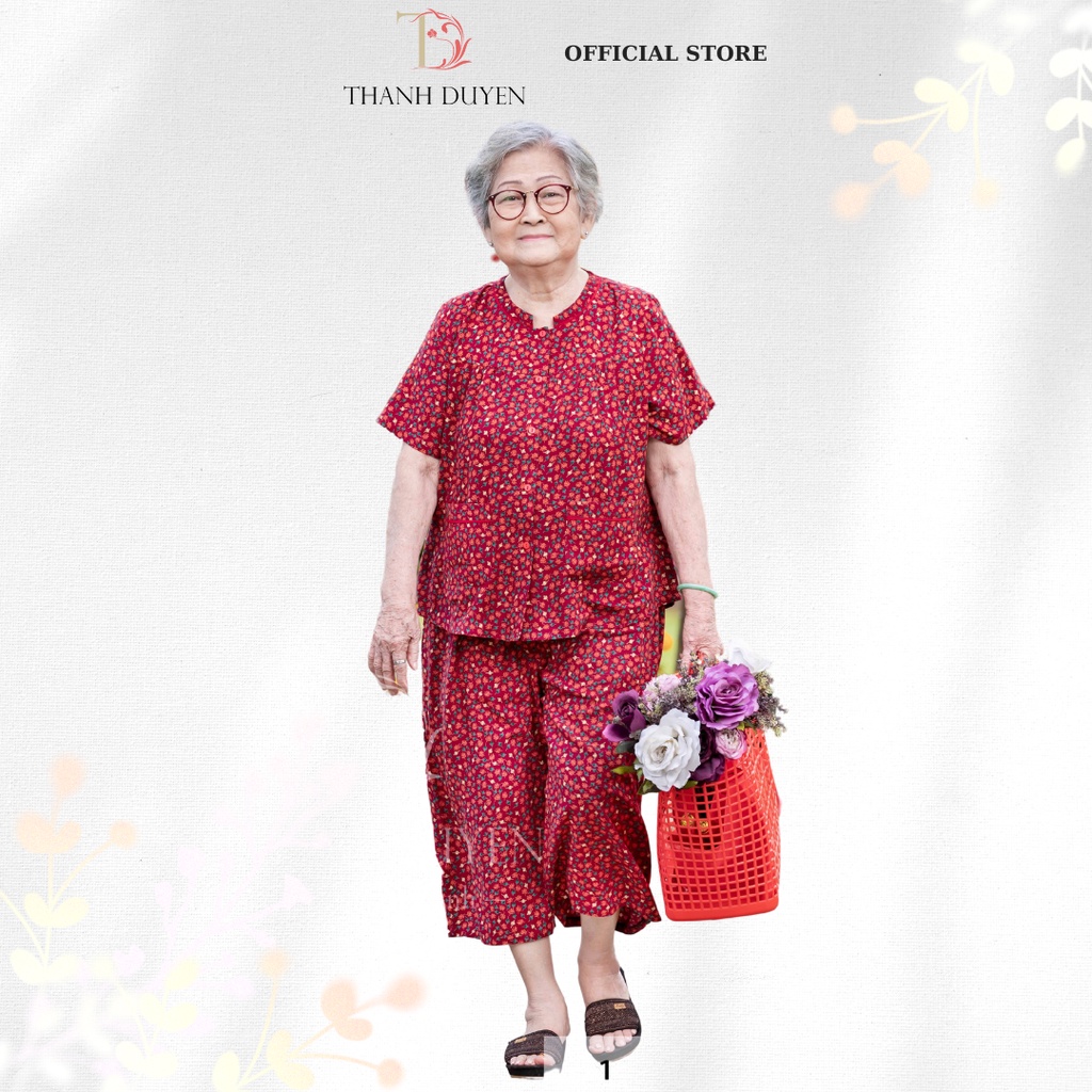 Đồ bộ Tole cho bà mặc nhà Thành Duyên bông, tay con, quần lửng, thoáng mát, không rút -1583TCL T12