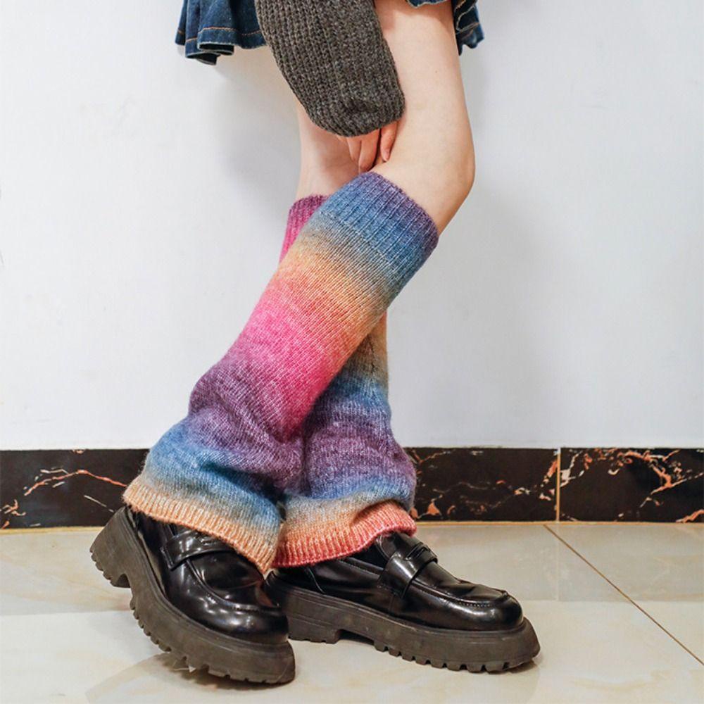 Vớ Ống Chân Giữ Ấm Màu Sắc Cầu Vồng Ngọt Ngào Phong Cách Lolita