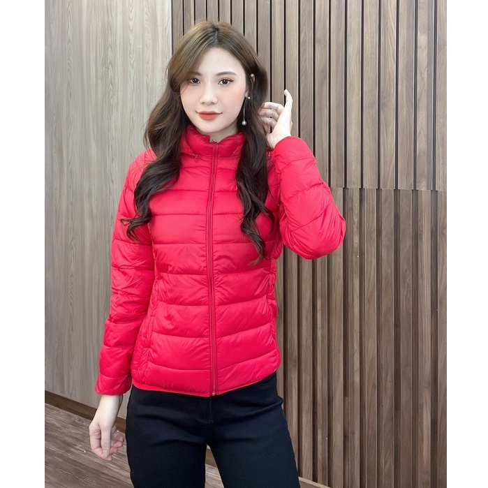 Áo khoác phao nữ trần bông chống xô siêu nhẹ có mũ siêu ấm tặng kèm túi đựng tiện lợi EvaLover - xuất xịn