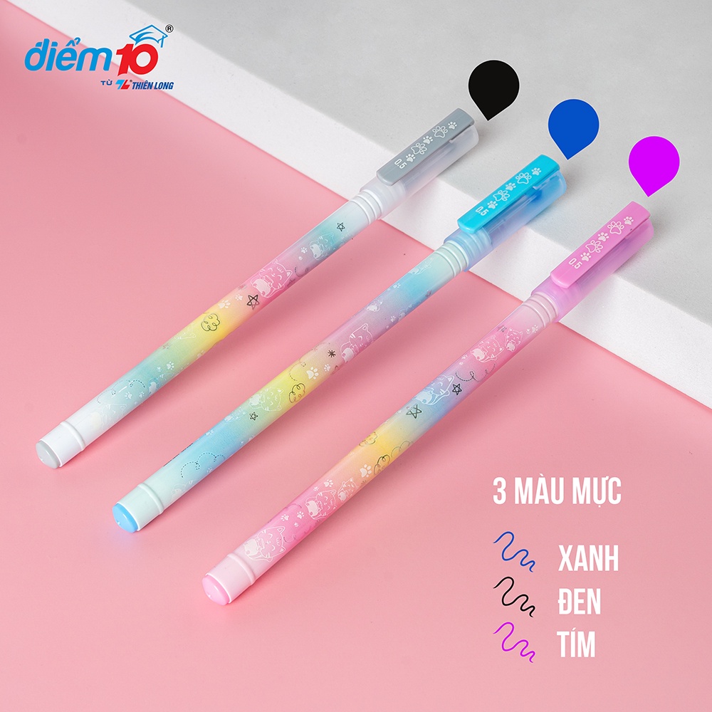 Combo 3 Bút gel Smooth Flowing Gel Ink Thiên Long Điểm 10 TP-GEL039