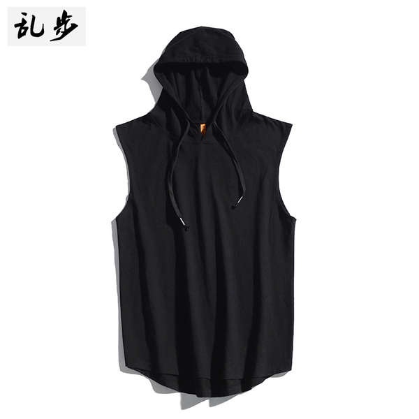 Áo Sát Nách Có Mũ Trùm Vải Cotton Kiểu Thể Thao Đường Phố Thời Trang Mùa Hè Cho Nam