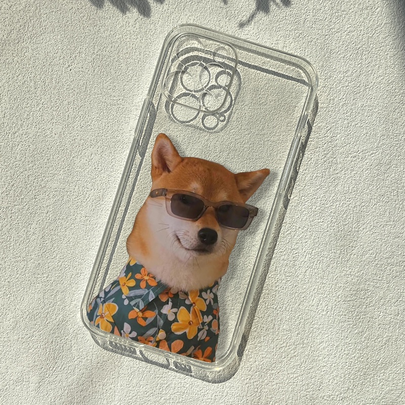 Ốp điện thoại iphone chó vàng áo hoa mặt ngầu độc lạ cạnh vuông cho 6/6splus/7/7plus/8/8plus/x/xr/xs/11/12/13/14/pro/max